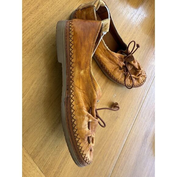 Spring Step Berna Size 39 8.5 Caramel Leather Tan Whip Stitch Slip On Loafer - Picture 7 of 7